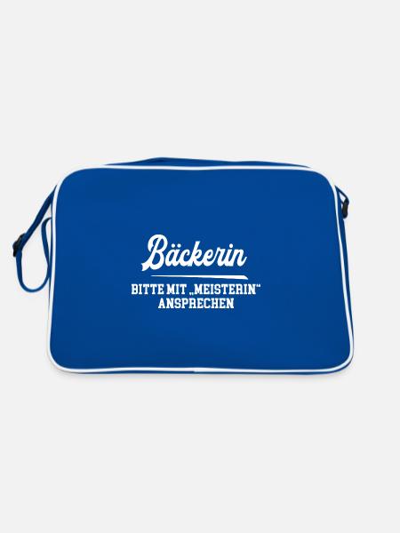 Bäckerin Meisterin Bäckermeisterin Konditorin - Retro Tasche - Blau/Weiß - Hinten