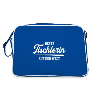 Beste Tischlerin Glückwunsch Danke Beruf Arbeit - Retro Tasche - Blau/Weiß - Hinten