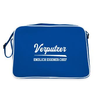 Verputzer Endlich Chef Eigene Firma Unternehmen - Retro Tasche - Blau/Weiß - Hinten