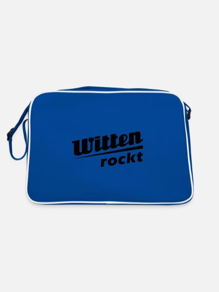 Witten rockt - Textdesign mit Stadtnamen - Retro Tasche - Blau/Weiß - Hinten