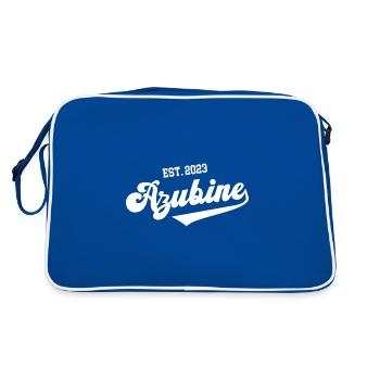 Azubine est. 2023 Ausbildung Beginn Lehre Azubi - Retro Tasche - Blau/Weiß - Hinten