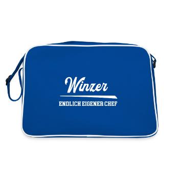 Winzer Endlich Eigener Chef Winzerei Weinbauer - Retro Tasche - Blau/Weiß - Hinten