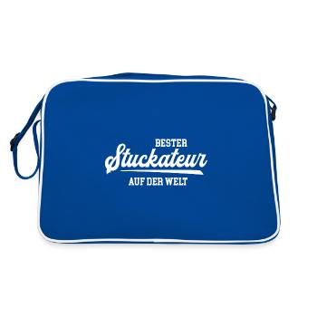 Bester Stuckateur Meister Trockenbau Stuckateure - Retro Tasche - Blau/Weiß - Hinten