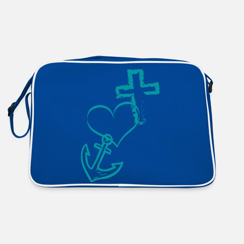 Liebe Glaube Hoffnung - Retro Tasche - Blau/Weiß