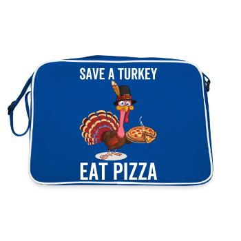 Save a Turkey Eat Pizza - Retro Bag - blue/white - Back