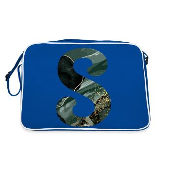 Green Marbled S Letter - Retro Bag - blue/white - Back