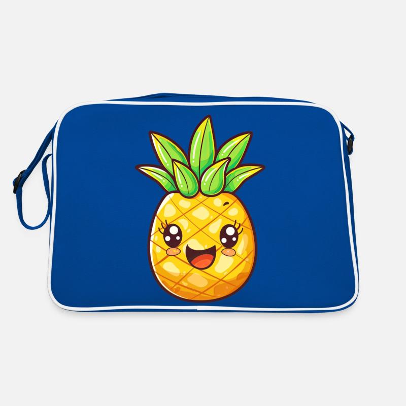 Ananas mit Gesicht Retro Tasche