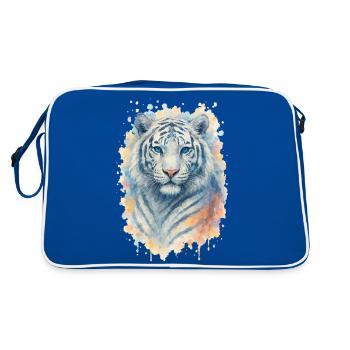 tiger aquarell tier - Retro Tasche - Blau/Weiß - Hinten