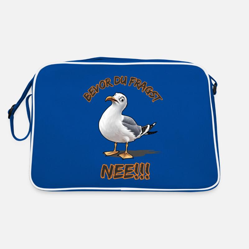 Lustiger Spruch mit Möwe Bevor du fragst Nee !!! Retro Tasche