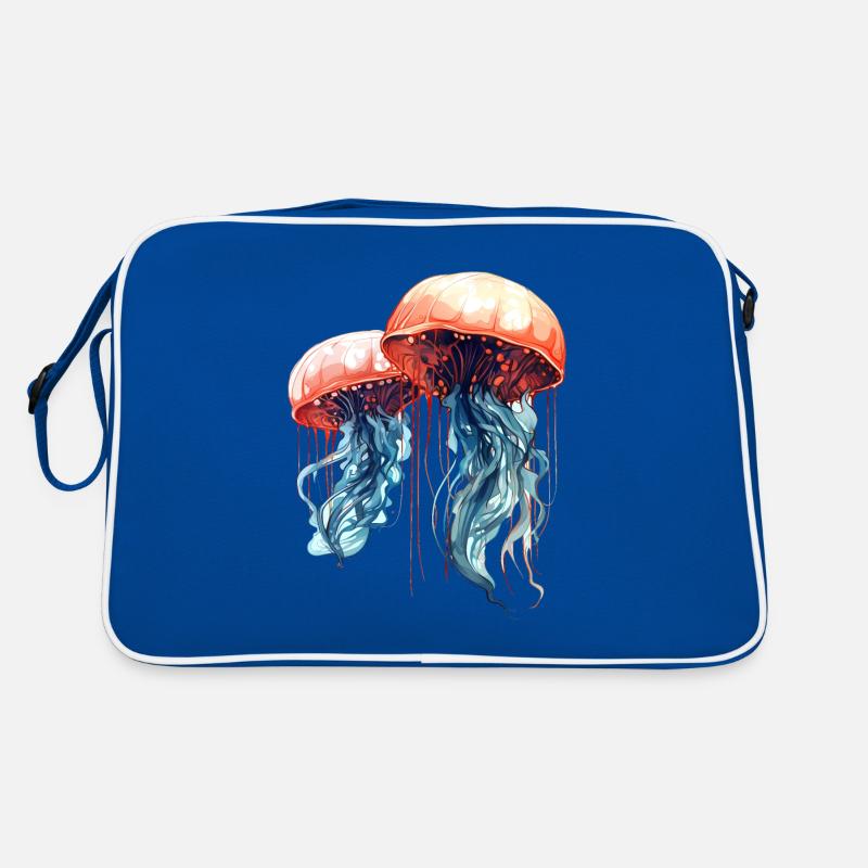 Illustration de méduse aquarelle bleu rose Sac Retro