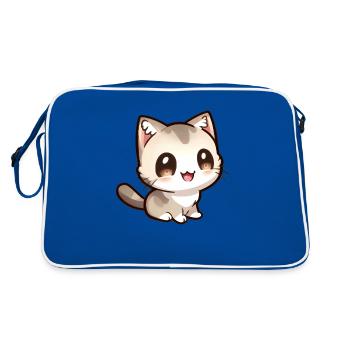 Cute little chibi cat - Retro Bag - blue/white - Back