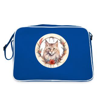 Chat des forêts norvégiennes Style Boho, chats d’amour - Sac Retro - bleu/blanc - Dos