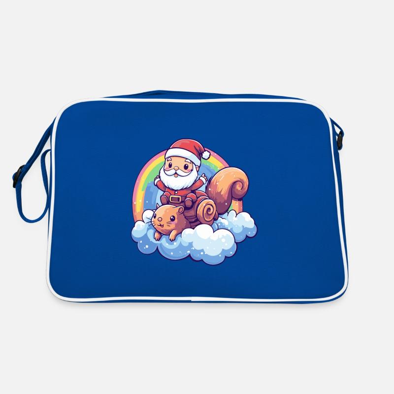 Eichhörnchen Weihnachtsmann Regenbogen Retro Tasche