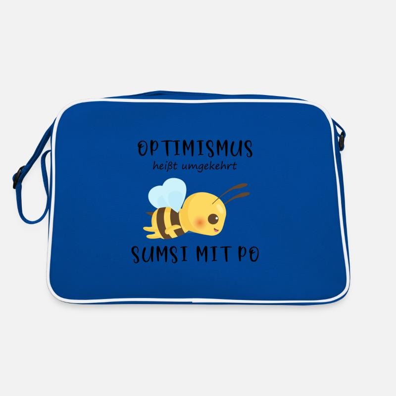 Biene Optimismus Sumsi mit Po - Retro Tasche - Blau/Weiß