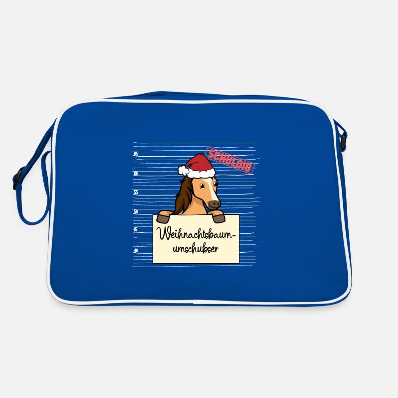Weihnachtsbaum Umschubser Pferd - Retro Tasche - Blau/Weiß