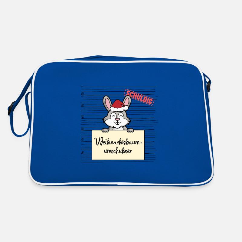 Weihnachtsbaum Umschubser Hase - Retro Tasche - Blau/Weiß