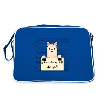 Lama lustiger Spruch humor Gefängnisbild - Retro Tasche - Blau/Weiß - Hinten