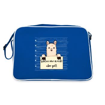 Lama lustiger Spruch humor Gefängnisbild - Retro Tasche - Blau/Weiß - Hinten