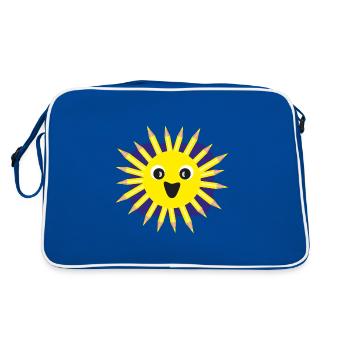 Kindergeburtstags Sonne mit Stiften. - Retro Tasche - Blau/Weiß - Hinten