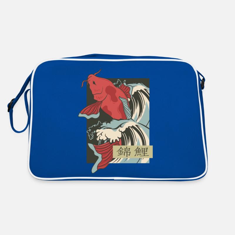 Vintage Koi Waves - Retro Bag - blue/white