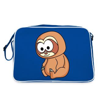 Faultier Comic Tier - Retro Tasche - Blau/Weiß - Hinten