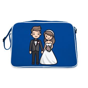 Jeunes mariés, Mariage, Mariée, Marié - Sac Retro - bleu/blanc - Dos