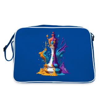 Pièce d'échecs - Sac Retro - bleu/blanc - Dos