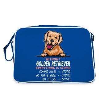 Ohne Golden Retriever ist alles doof - Retro Tasche - Blau/Weiß - Hinten