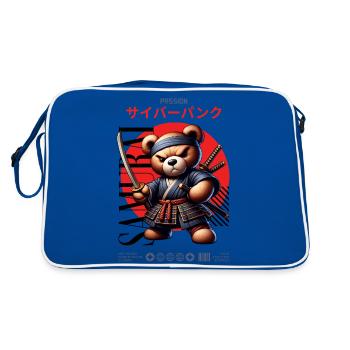 Samurai Teddy Japan - Retro Bag - blue/white - Back