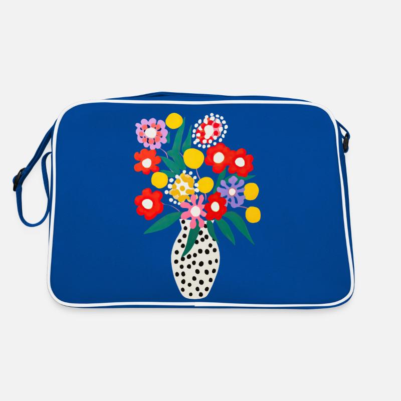 Flowers - Retro Tasche - Blau/Weiß