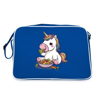 Licorne Kawaii avec Salade Verte - Sac Retro - bleu/blanc - Dos