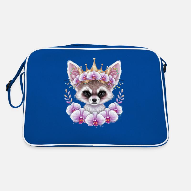 Renard du désert Fennec avec couronne et orchidées Sac Retro