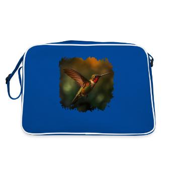 Kolibris haben irisierende Federn - Retro Tasche - Blau/Weiß - Hinten