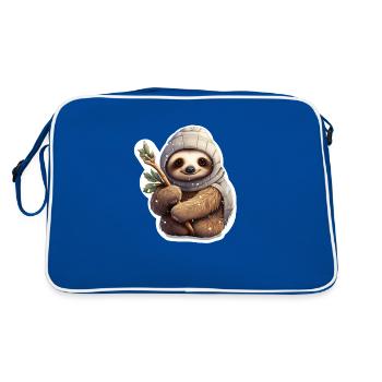 winterliches Faultier - Retro Tasche - Blau/Weiß - Hinten