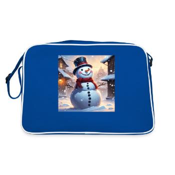 Schneemann - Retro Tasche - Blau/Weiß - Hinten