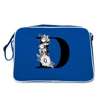 Lettre d floral noir et blanc - Sac Retro - bleu/blanc - Dos