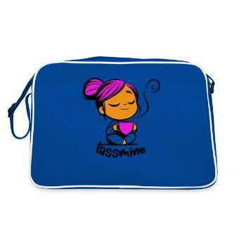 Tassmine relaxes with a cup of tea or coffee - Retro Bag - blue/white - Back