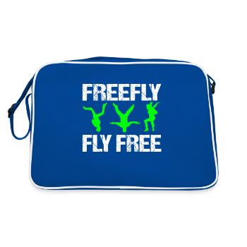 Skydive Freefly, Fallschirm, Fallschirmspringer - Retro Tasche - Blau/Weiß - Hinten