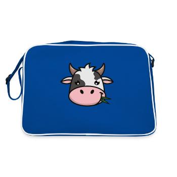 cute cow face | Head - Retro Bag - blue/white - Back