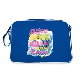 NEVER GIVE UP - Retro Bag - blue/white - Back