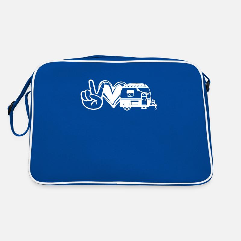 Camping - Retro Tasche - Blau/Weiß