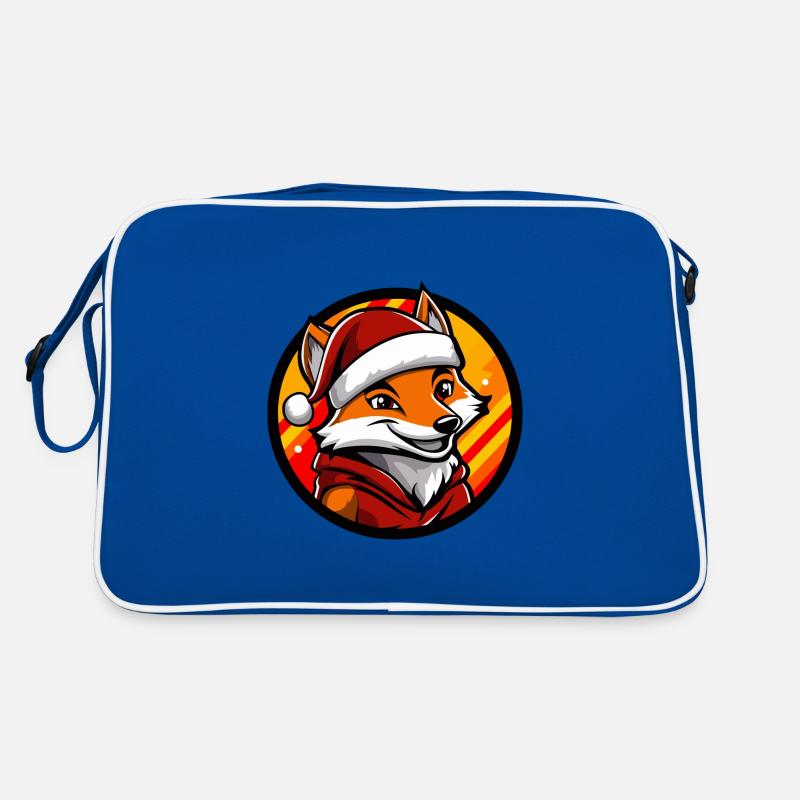 Fuchs Weihnachten X-Mas - Retro Tasche - Blau/Weiß
