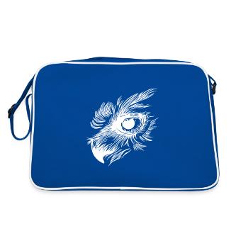 Owl beak - owl eye - Retro Bag - blue/white - Back