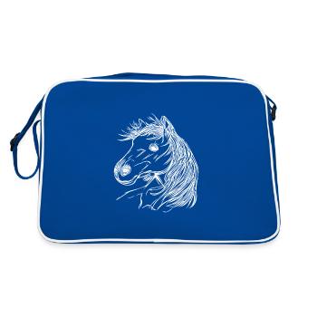 Horse portrait for horse lovers - Retro Bag - blue/white - Back