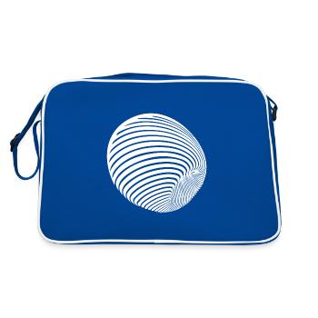 Geometrische Kugel Rolle mit Streifen - Retro Tasche - Blau/Weiß - Hinten