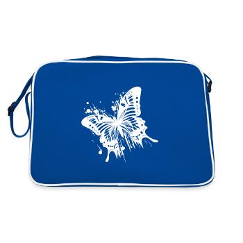 Eleganter Vintage Tinte Schmetterling - Retro Tasche - Blau/Weiß - Hinten