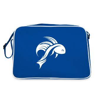 Tatouage de portrait de poisson de combat - Sac Retro - bleu/blanc - Dos