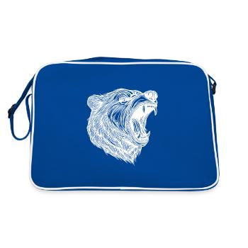 Wild bear head with sharp teeth - Retro Bag - blue/white - Back