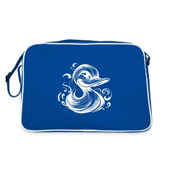 Drôle de canard souriant avec un énorme bec - Sac Retro - bleu/blanc - Dos