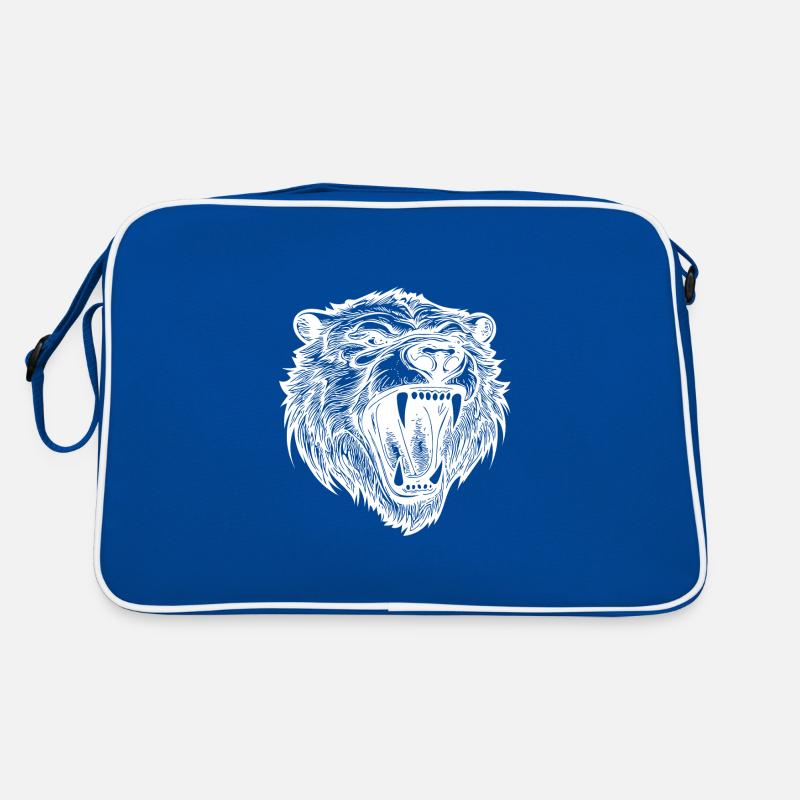 Tattoo style bear head with sharp teeth Retro Bag